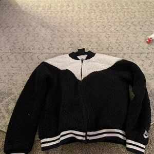 Nike Black and White Fleece Jacket